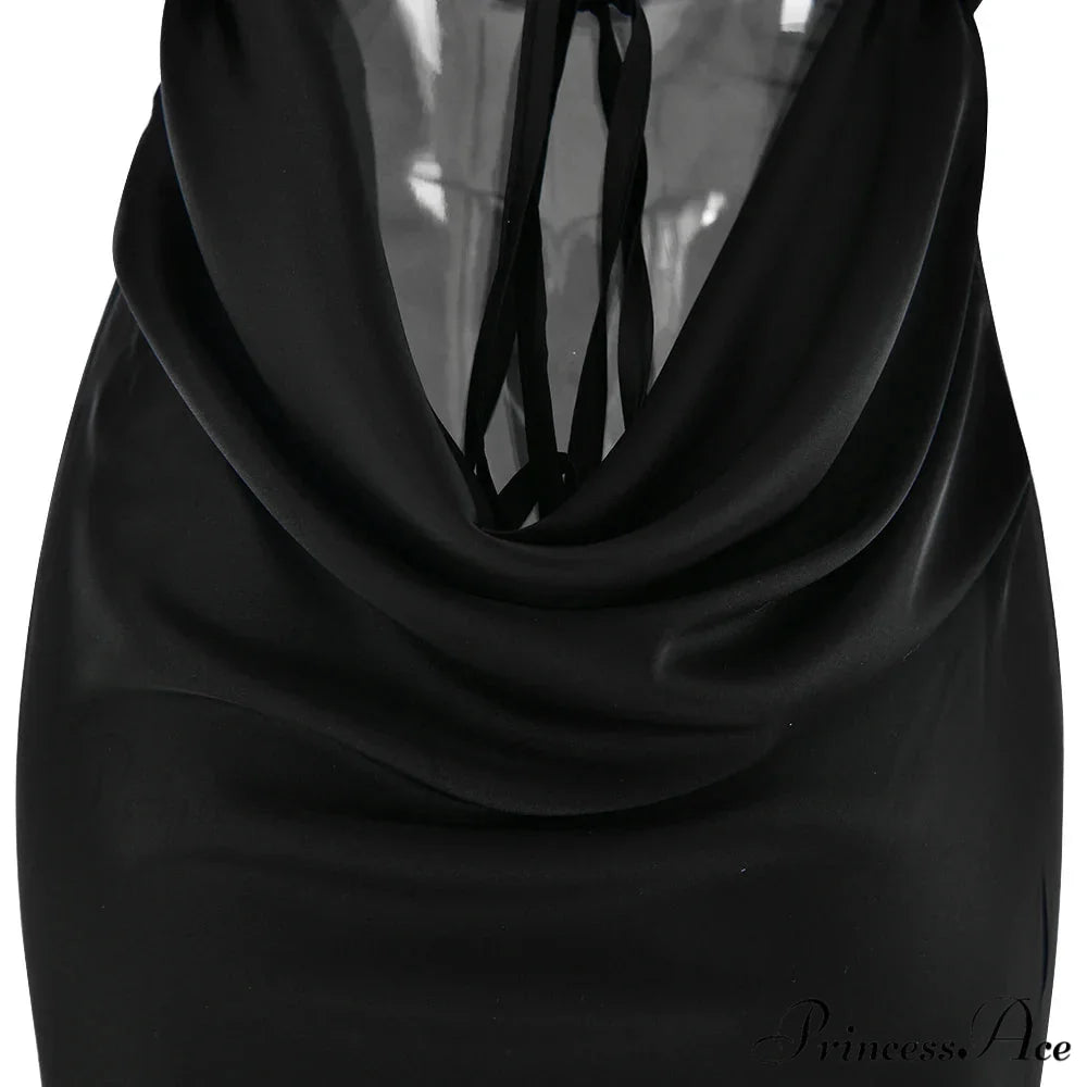 Satin Backless Tie Charming Up Maxi Dress