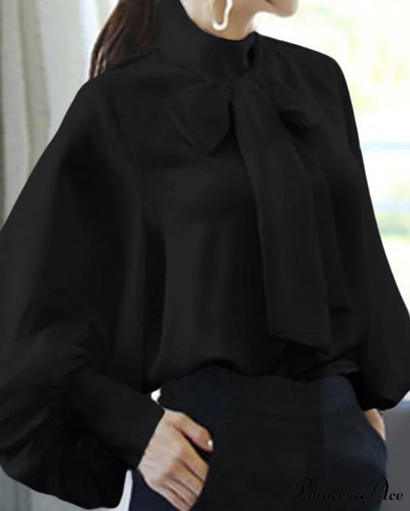 Satin Blouse for Women Black / S