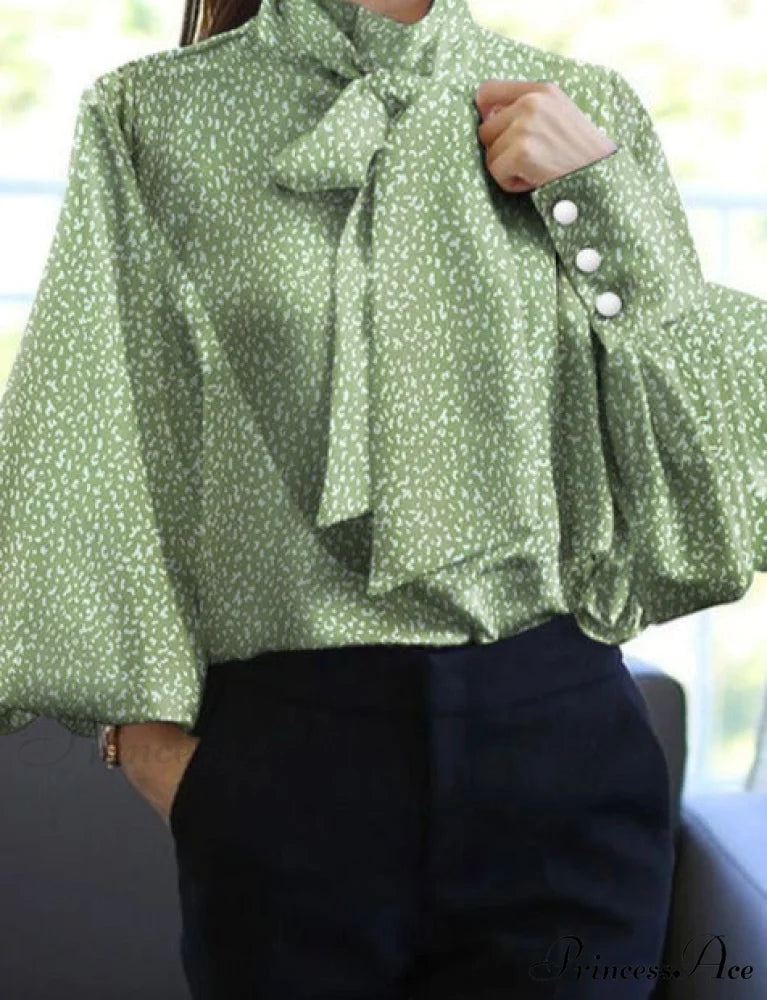 Satin Blouse for Women Light Green / S