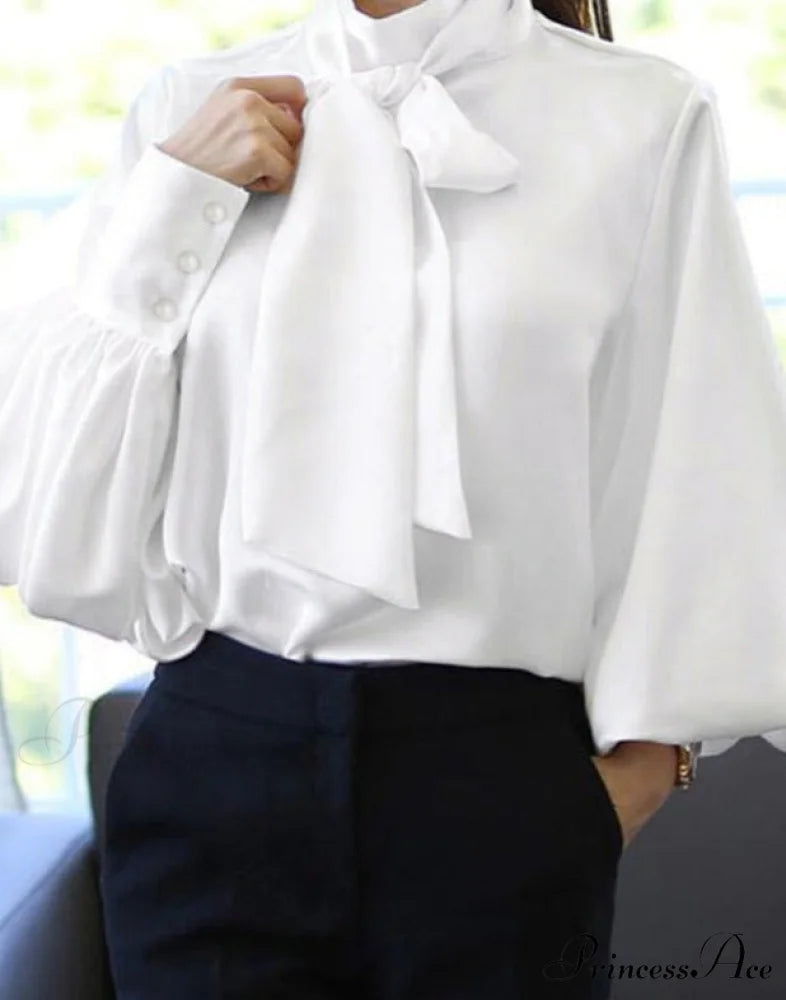 Satin Blouse for Women White / S