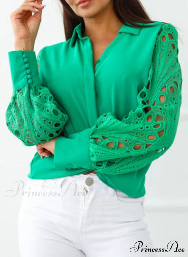 SATIN BLOUSE green / XXS