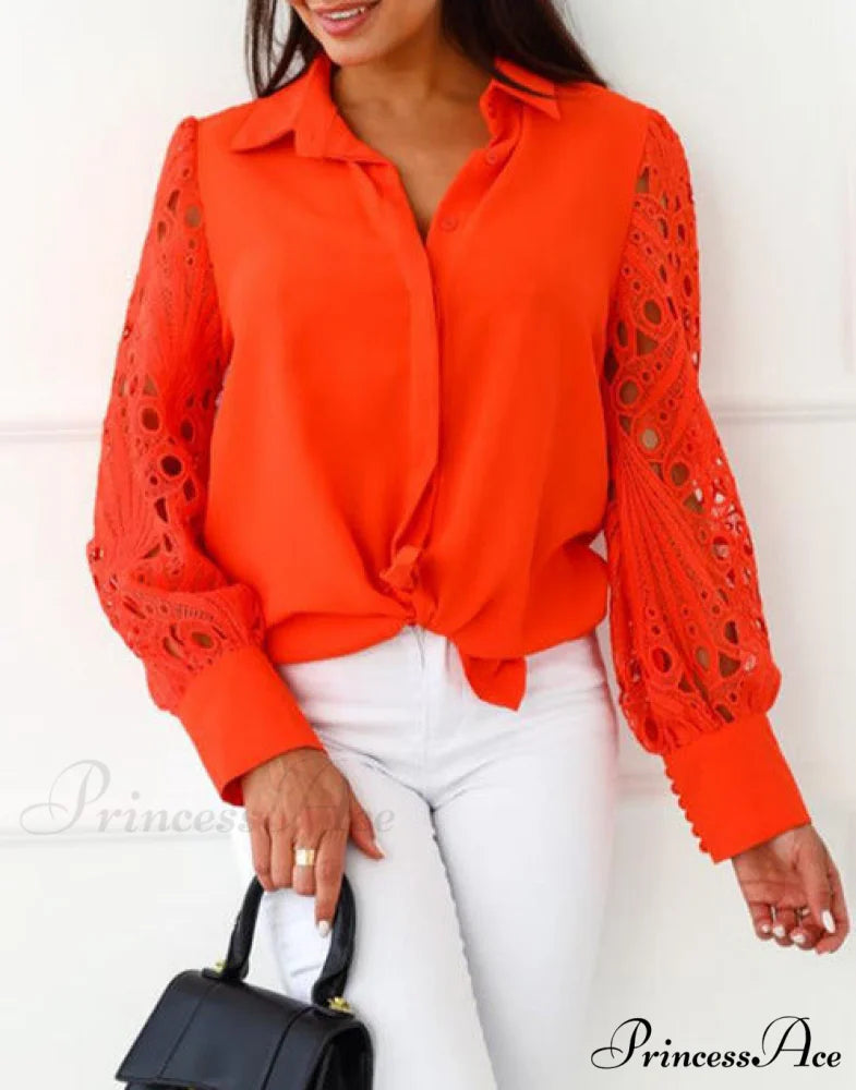 SATIN BLOUSE orange / XXS