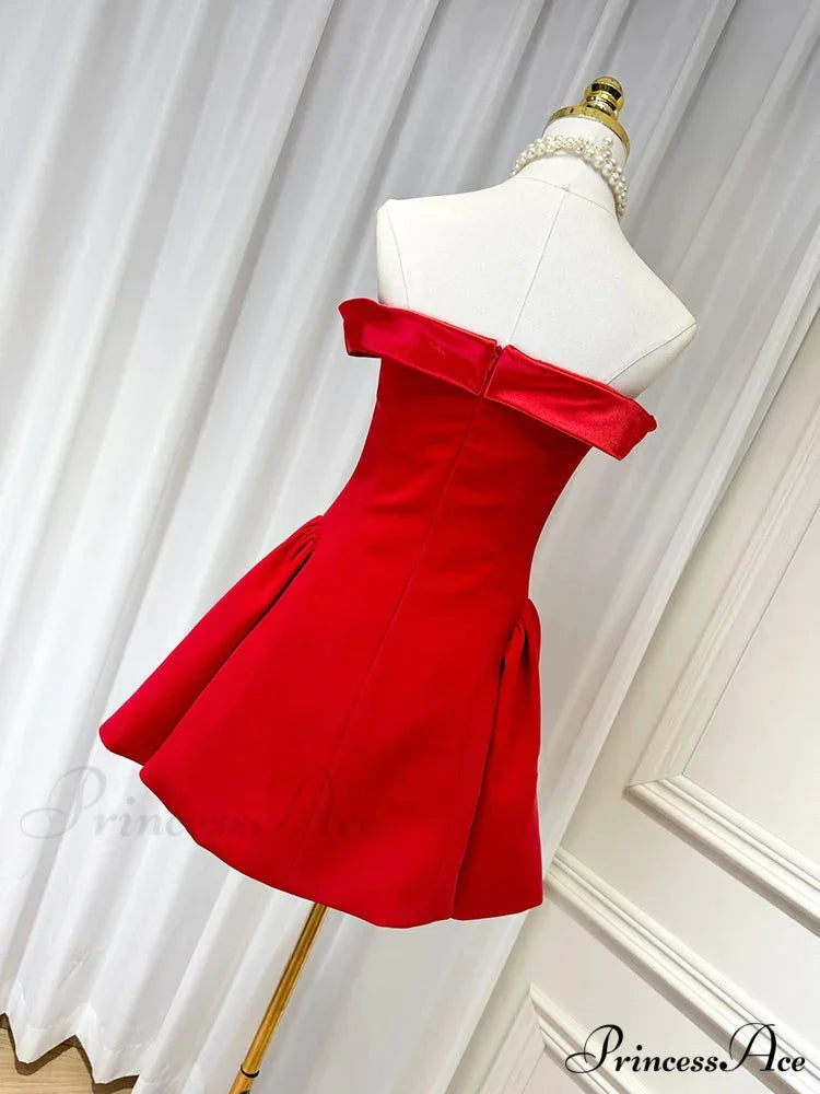 Satin Contrast Stylish Off-shoulder Mini Dress