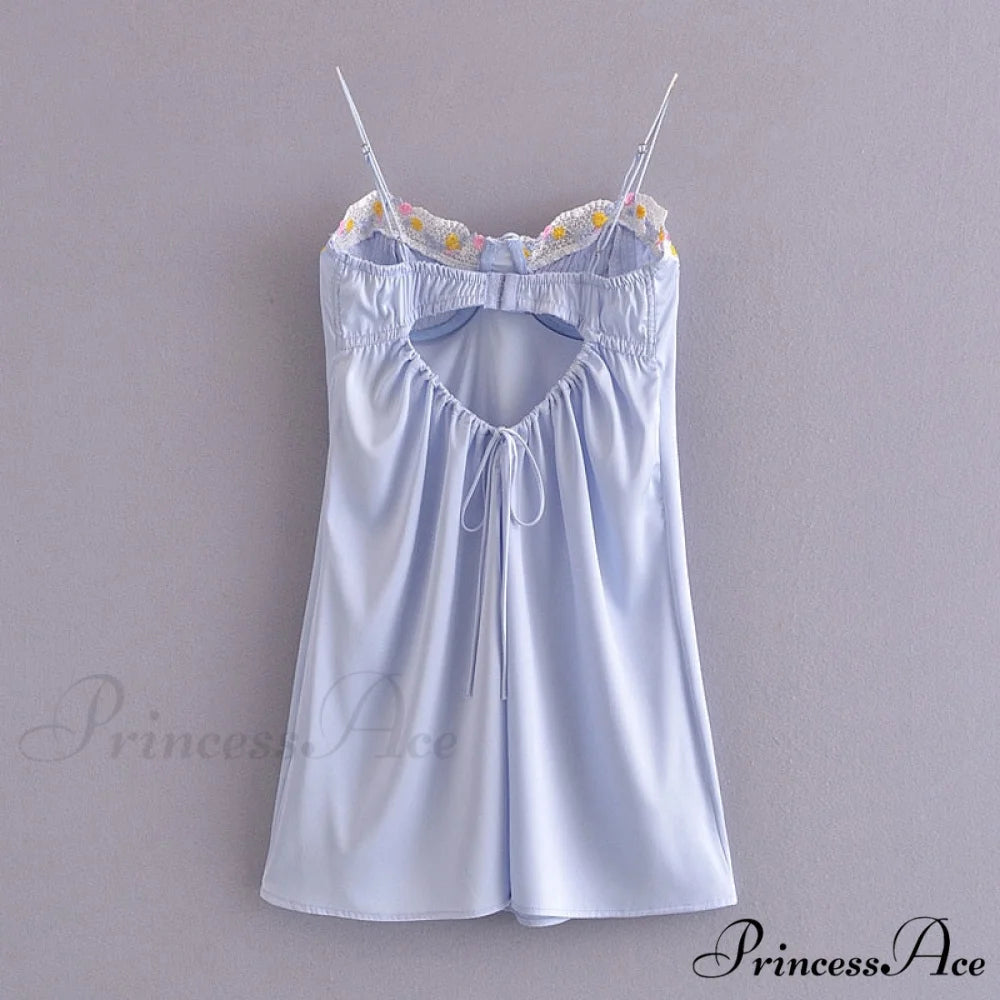 Satin Lace Patchwork Charming Cupped Slip Mini Dress