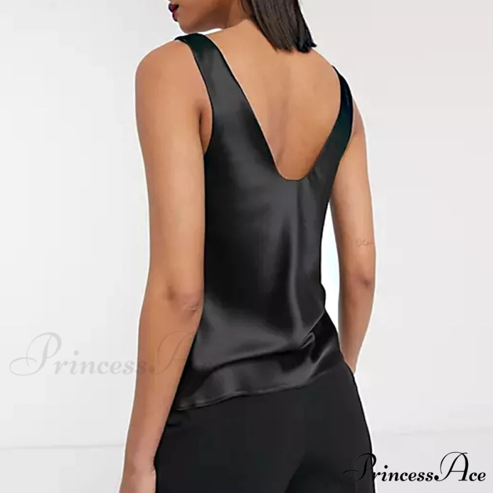Satin Sleeveless Basic Tank Top