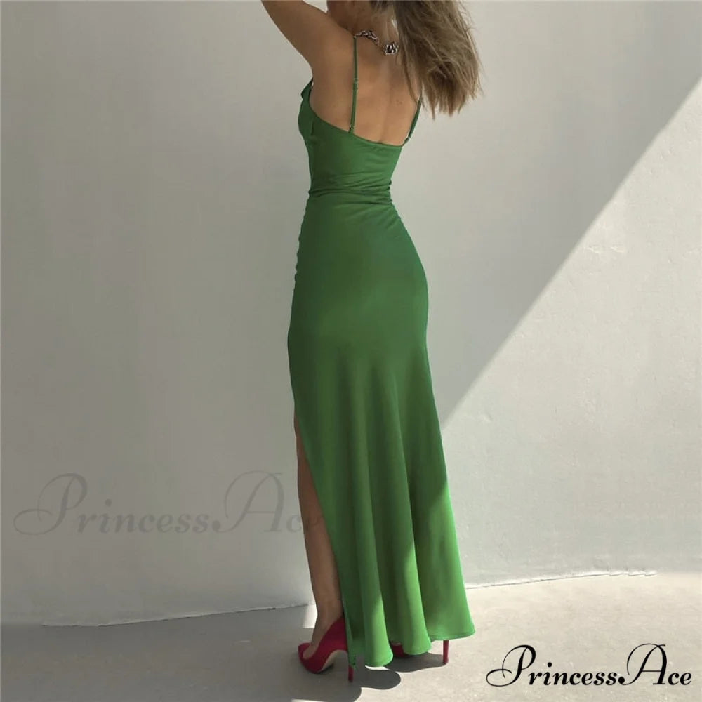 Satin Sleeveless Long Dresses