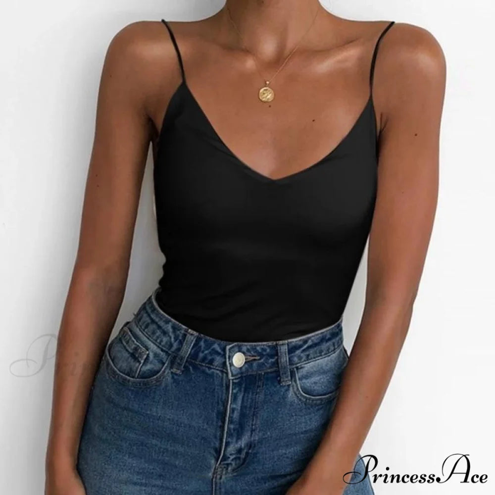 Satin Thin Solid Camis black / S