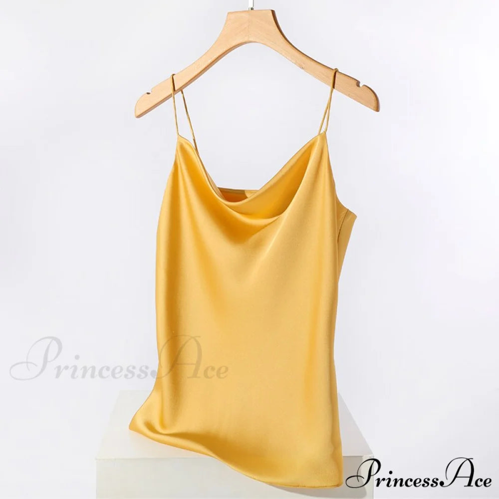 Satin Thin Wild Solid Camis Yellow / S