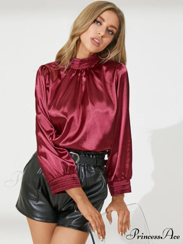 Satin Top by Weina S / Wine Red