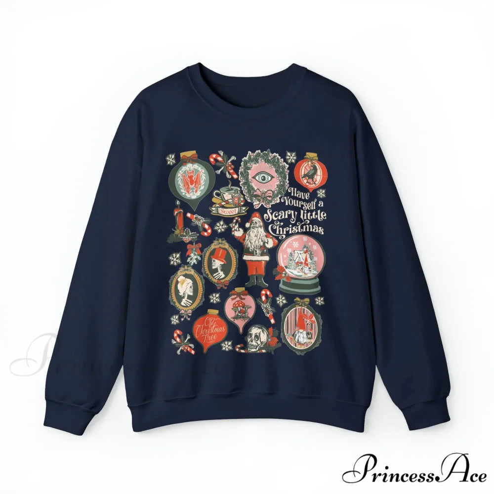 Scary Spooky Halloween Creepy Have Yourself Christmas Hoodie Navy Blue / S Christmas Hoodies-L