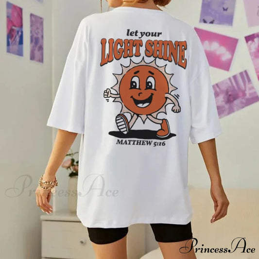 Scripture Verse Cartoon Back Print T-shirt WHITE / S t-shirt-250223