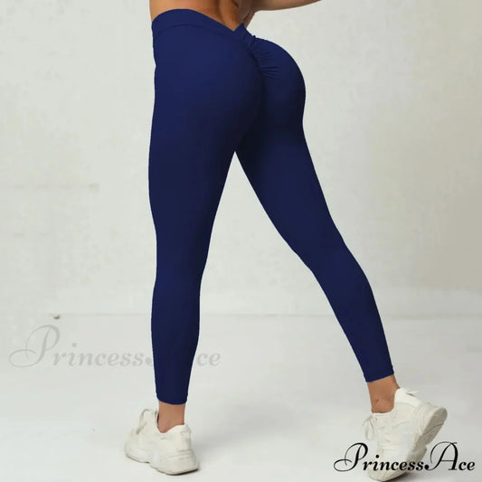 Scrunch Seamless Gym Yoga Sport Knitted Legging dark blue / S