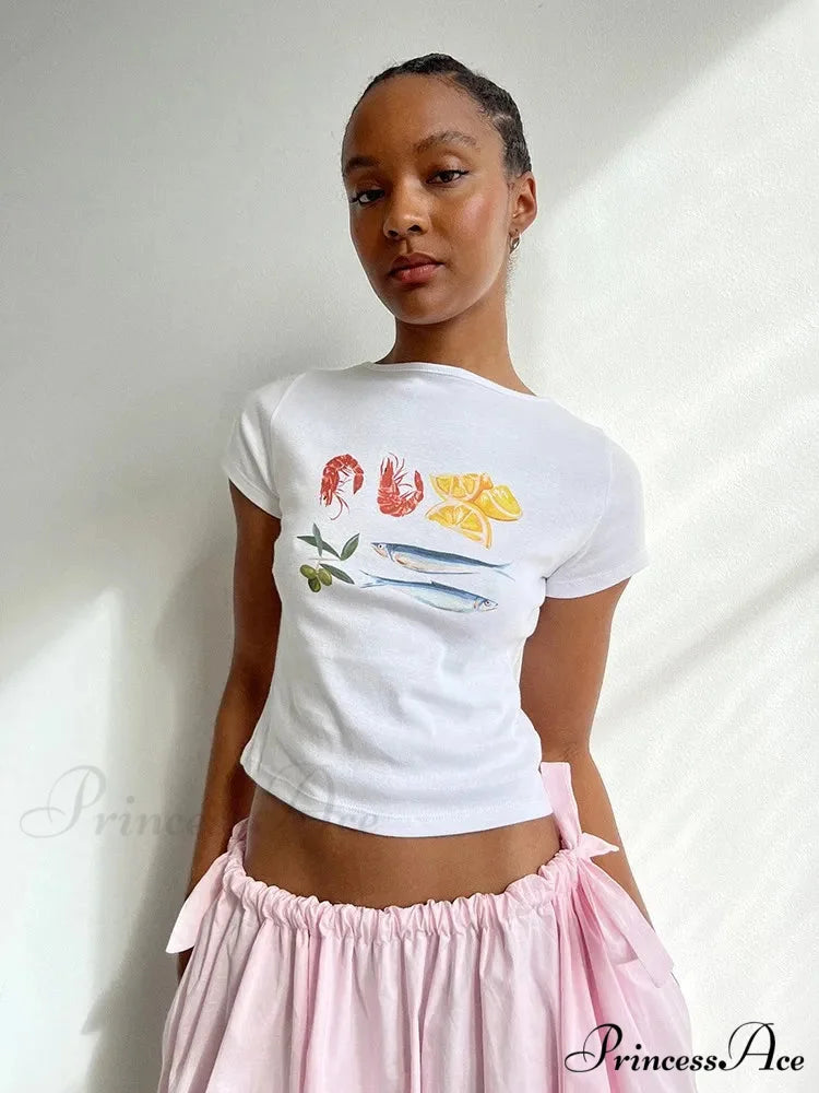 Seafood Graphic Stylish Crop Top