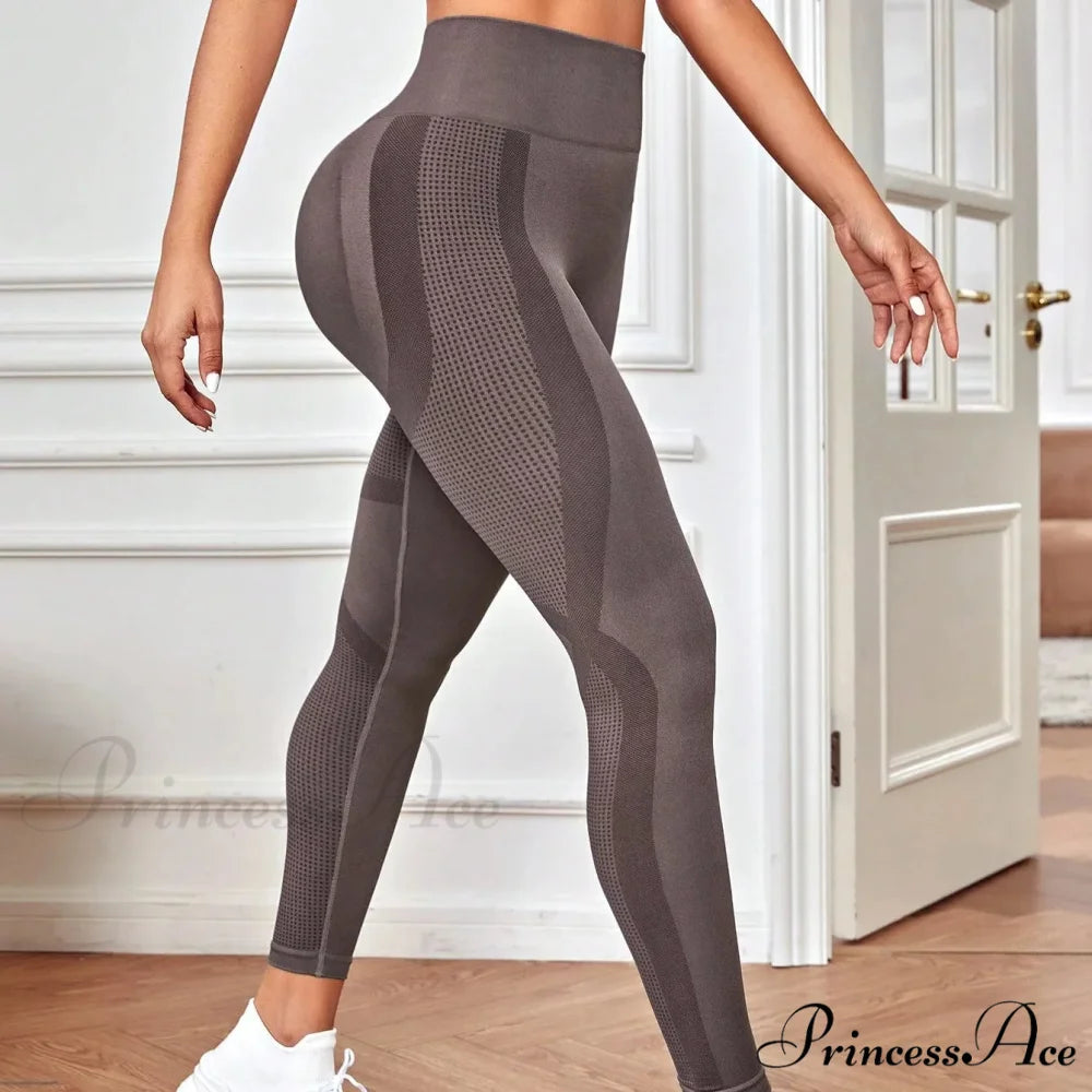 Seamless High Elastic Knitting Gym Fashion Legging dark gray / XS