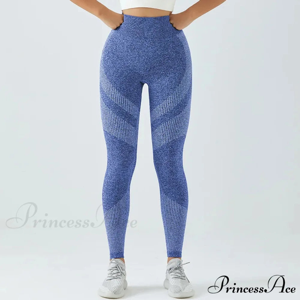 Seamless High Elastic Outdoor Trainning Legging Blue / S