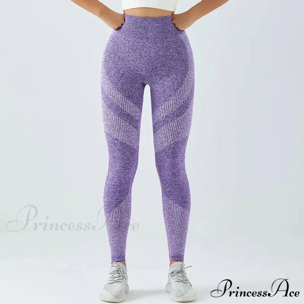 Seamless High Elastic Outdoor Trainning Legging Purple / S