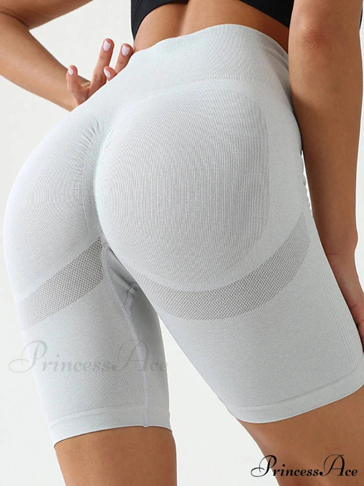 Seamless High Waist Push Up Sexy Gym Black Sports Leggings LIGHT GRAY / S