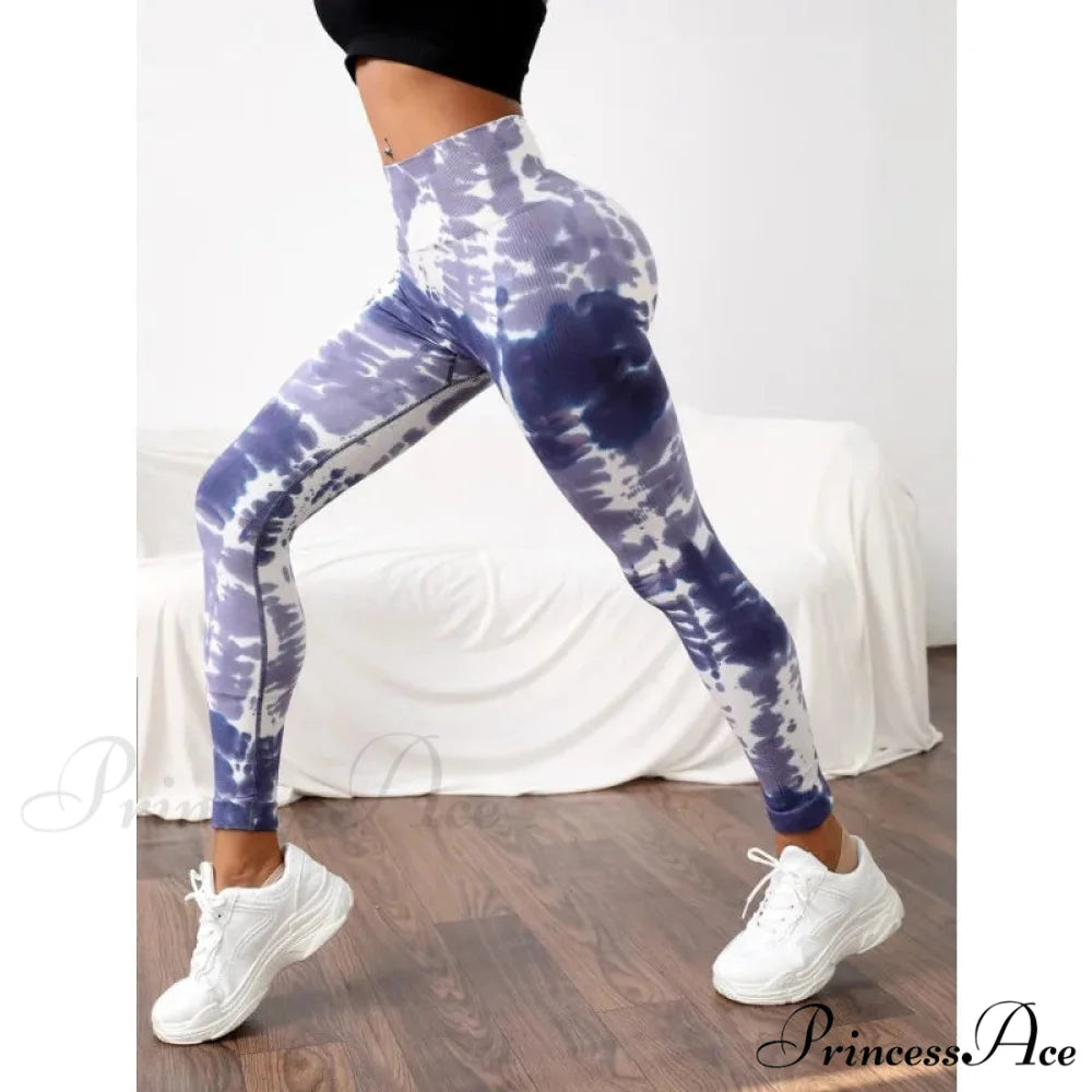 Seamless High-Waist Slim Fashion Cycling Legging Blue / S