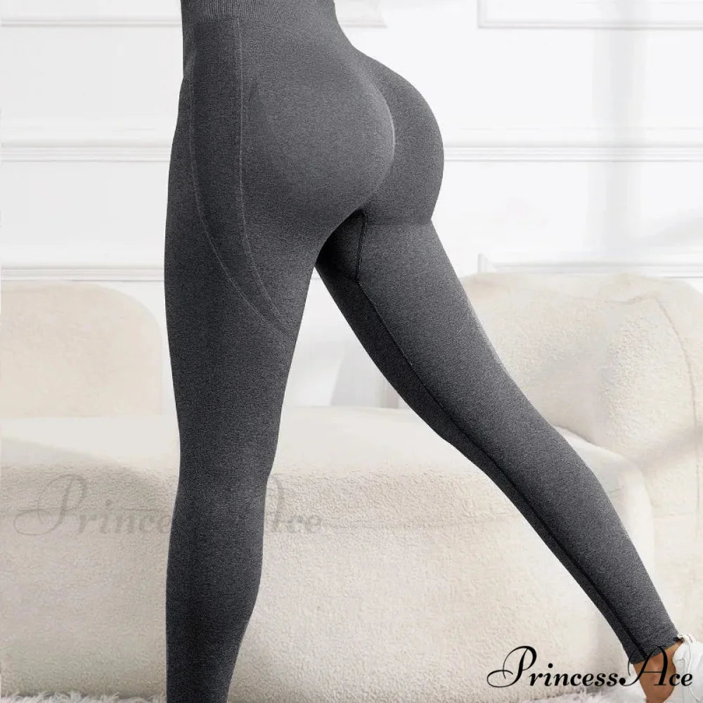 Seamless Knitted Fitness Sports Legging Black / S