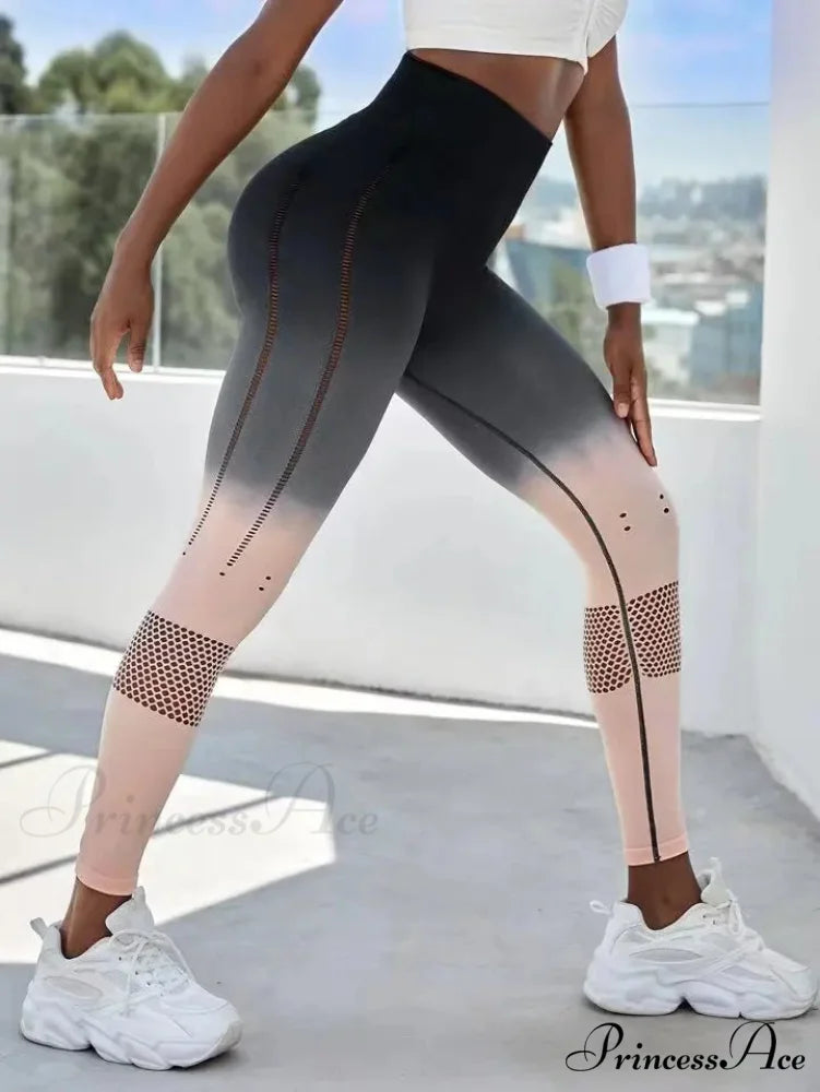 Seamless Sports Push Up Waist Yoga Gym Clothing Legging Black / S