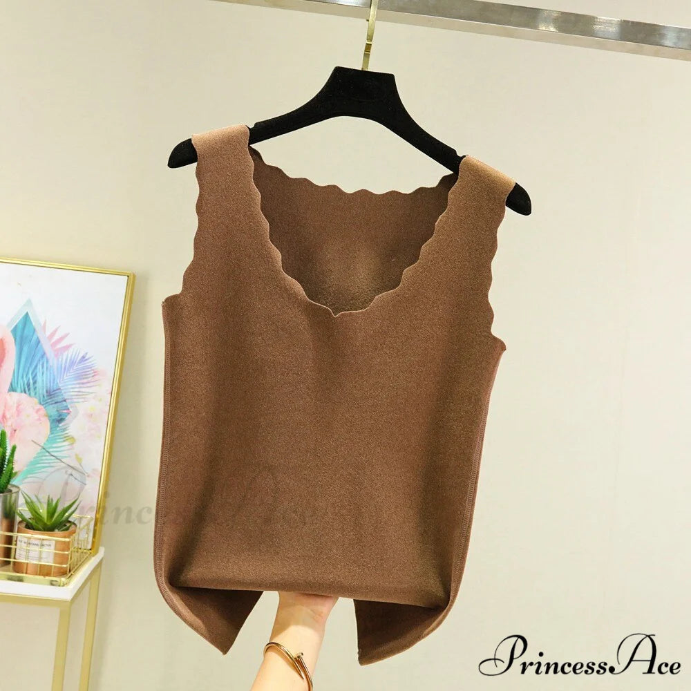 Seamless Thermal Underwear Tops Coffee / L