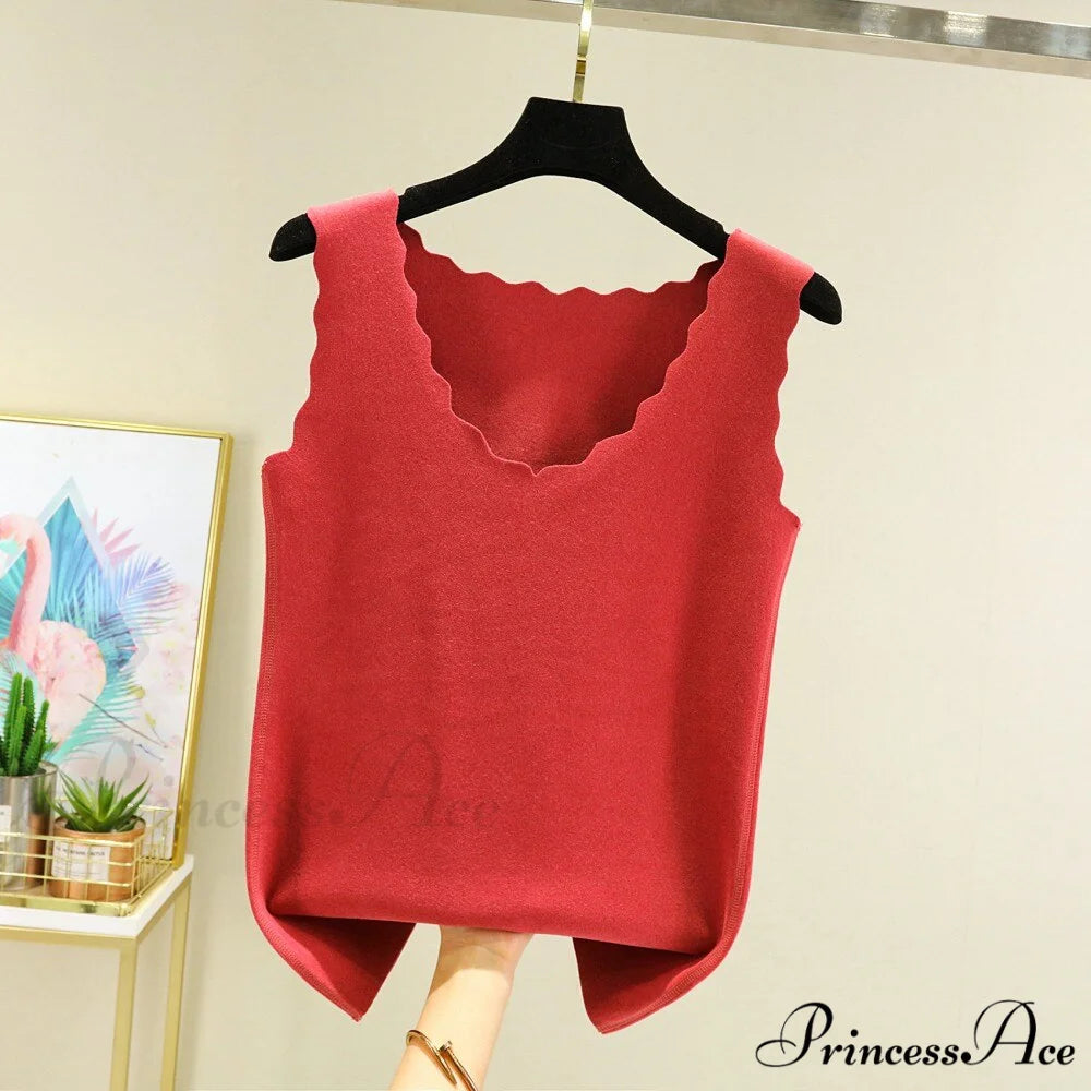 Seamless Thermal Underwear Tops Red / L