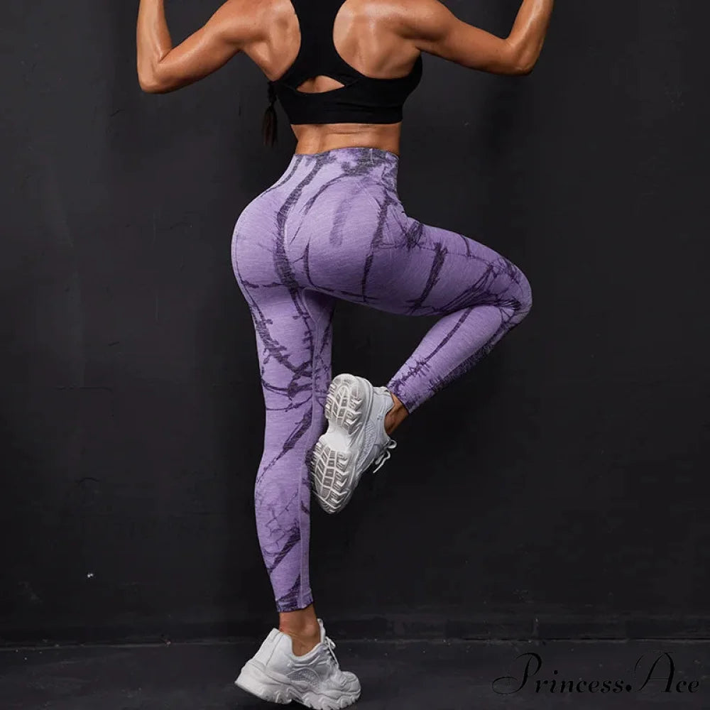 Seamless Waist Fitness Print Workout Knitted Legging