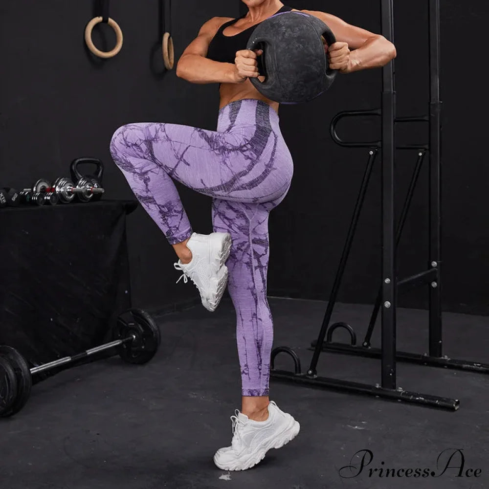 Seamless Waist Fitness Print Workout Knitted Legging