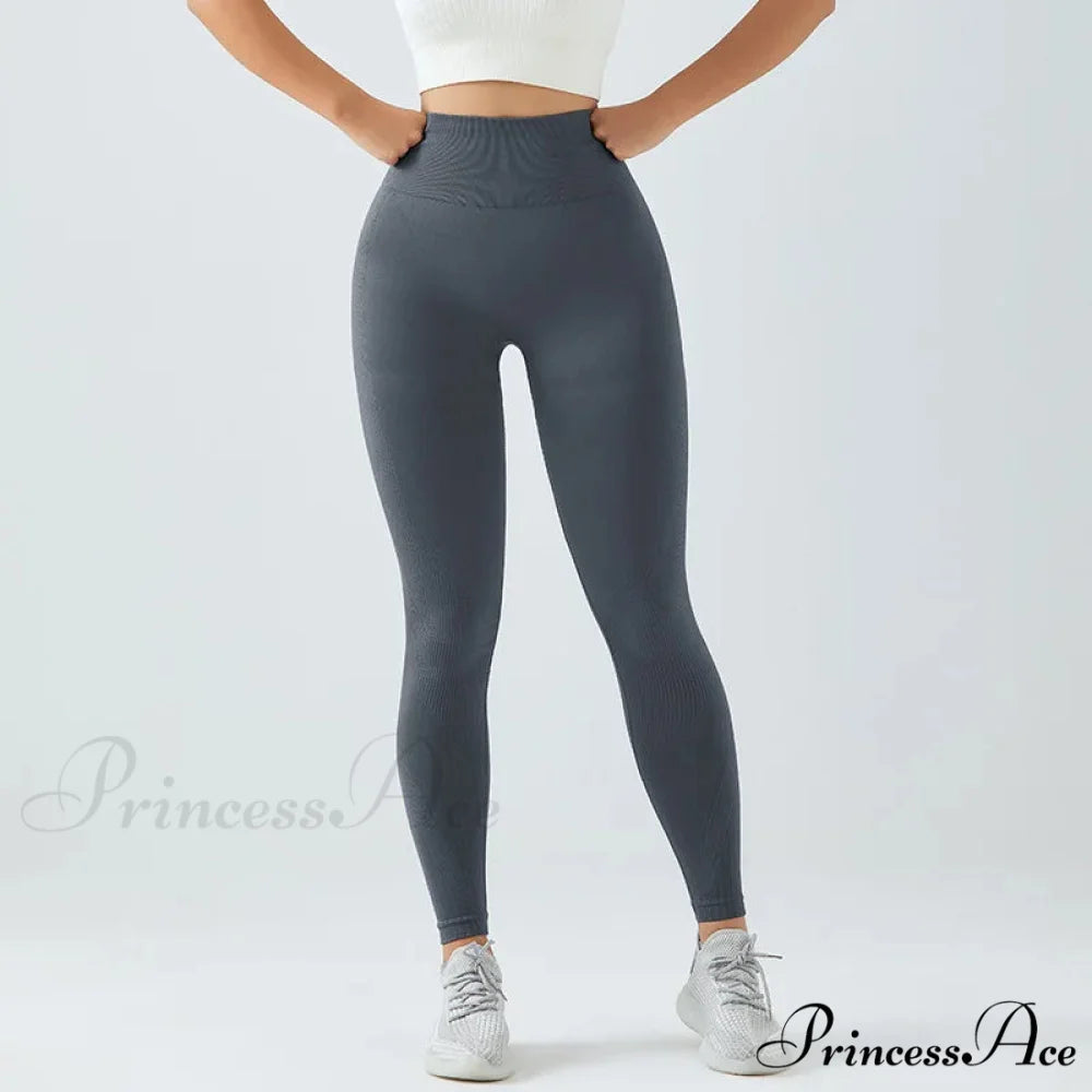 Seamless Waist Hip Lifting Skinny Yoga Legging gray / S