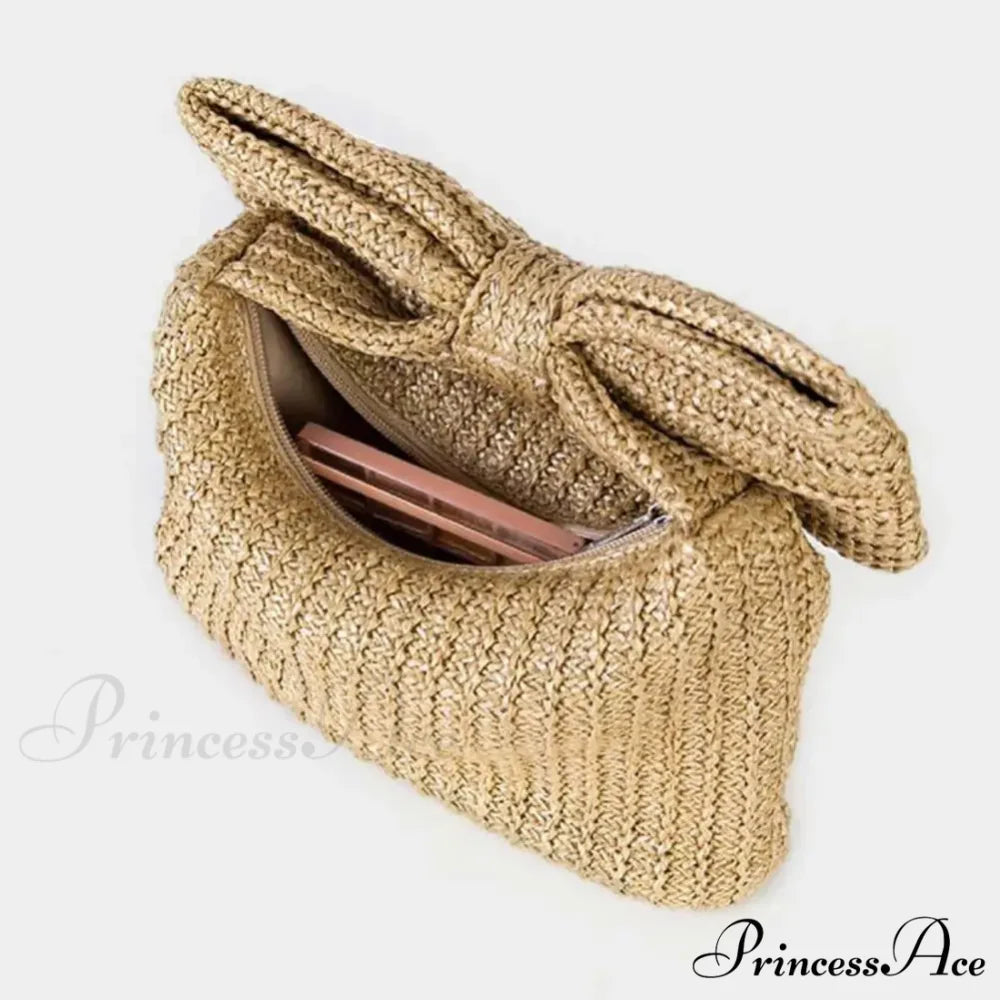 Seaside Arc Form Straw Clutch Wristlet wristlet-250126