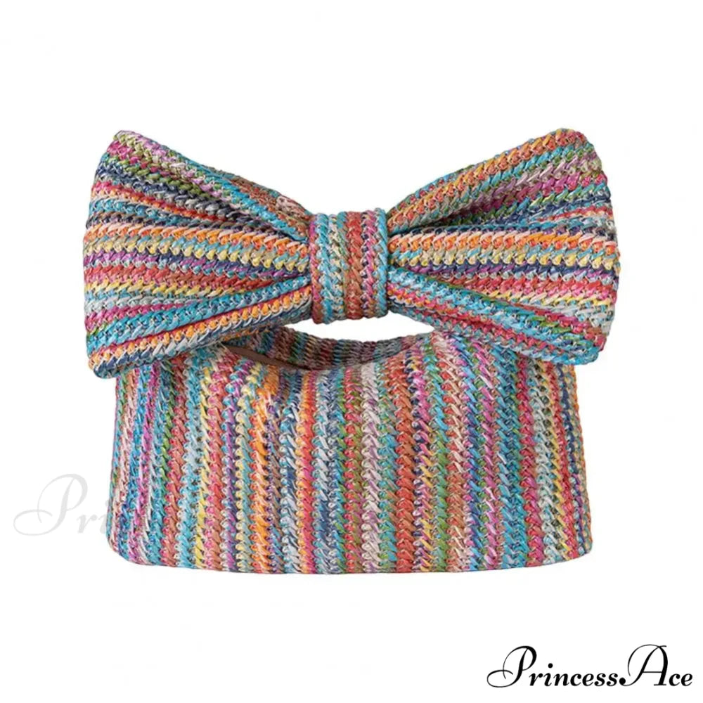 Seaside Arc Form Straw Clutch Wristlet Multicolor wristlet-250126