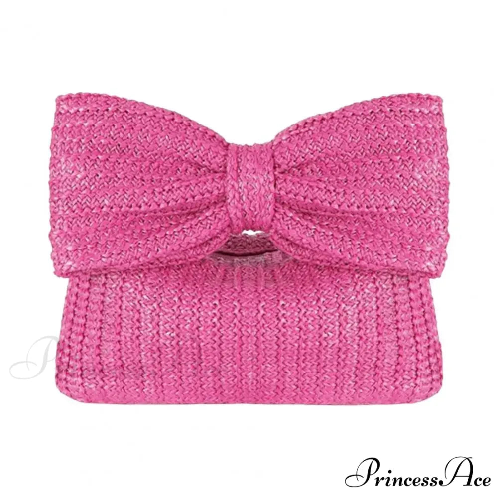 Seaside Arc Form Straw Clutch Wristlet Rose Red wristlet-250126