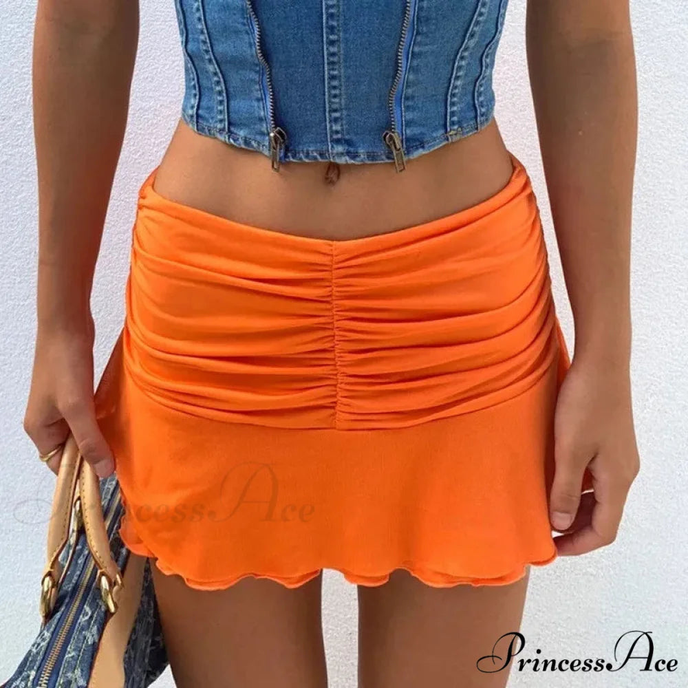 Seaside Folded High Waist Skirt Orange skirt / S skirts-250223