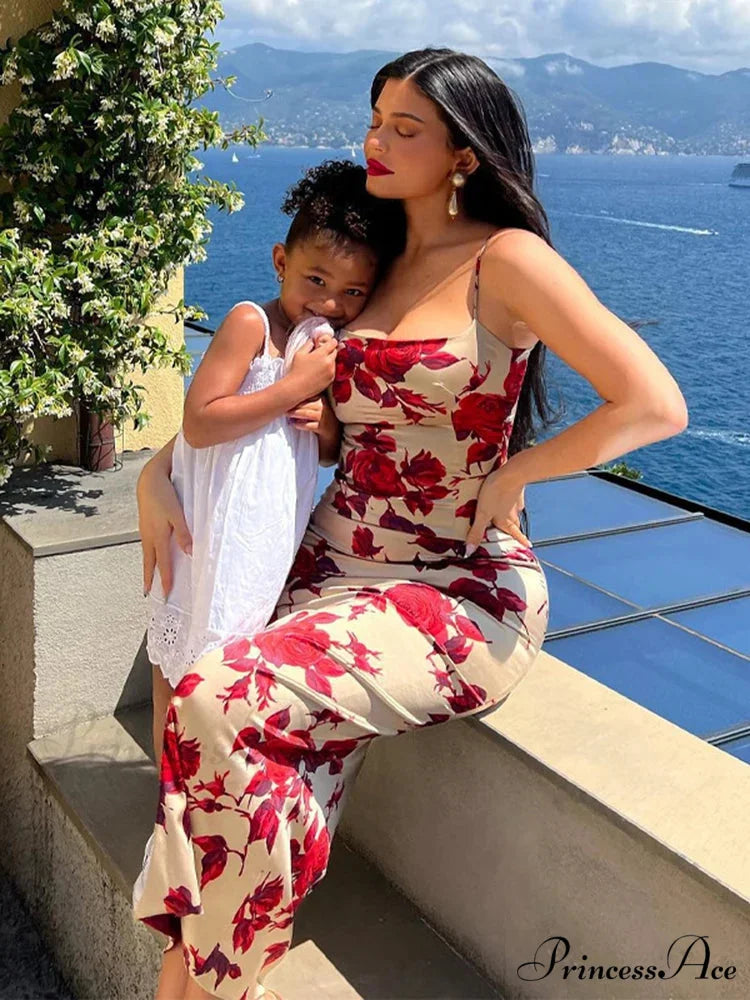 Seductive 2000s Floral Pattern Open-Back Body-Hugging Midi Dress floraldress-250126