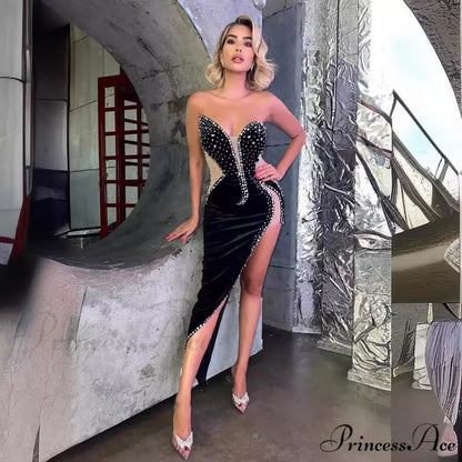 Seductive Bandeau Embellished Bodycon Dress Celebration Prom Dress promdress-250223