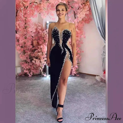 Seductive Bandeau Embellished Bodycon Dress Celebration Prom Dress red / XS promdress-250223