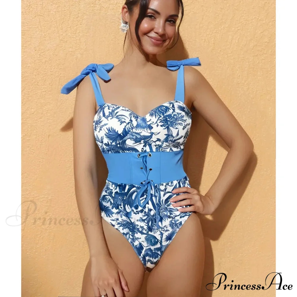 Seductive Cut Out Enhancing One Piece Swimsuit Blue / S onepiece-250223