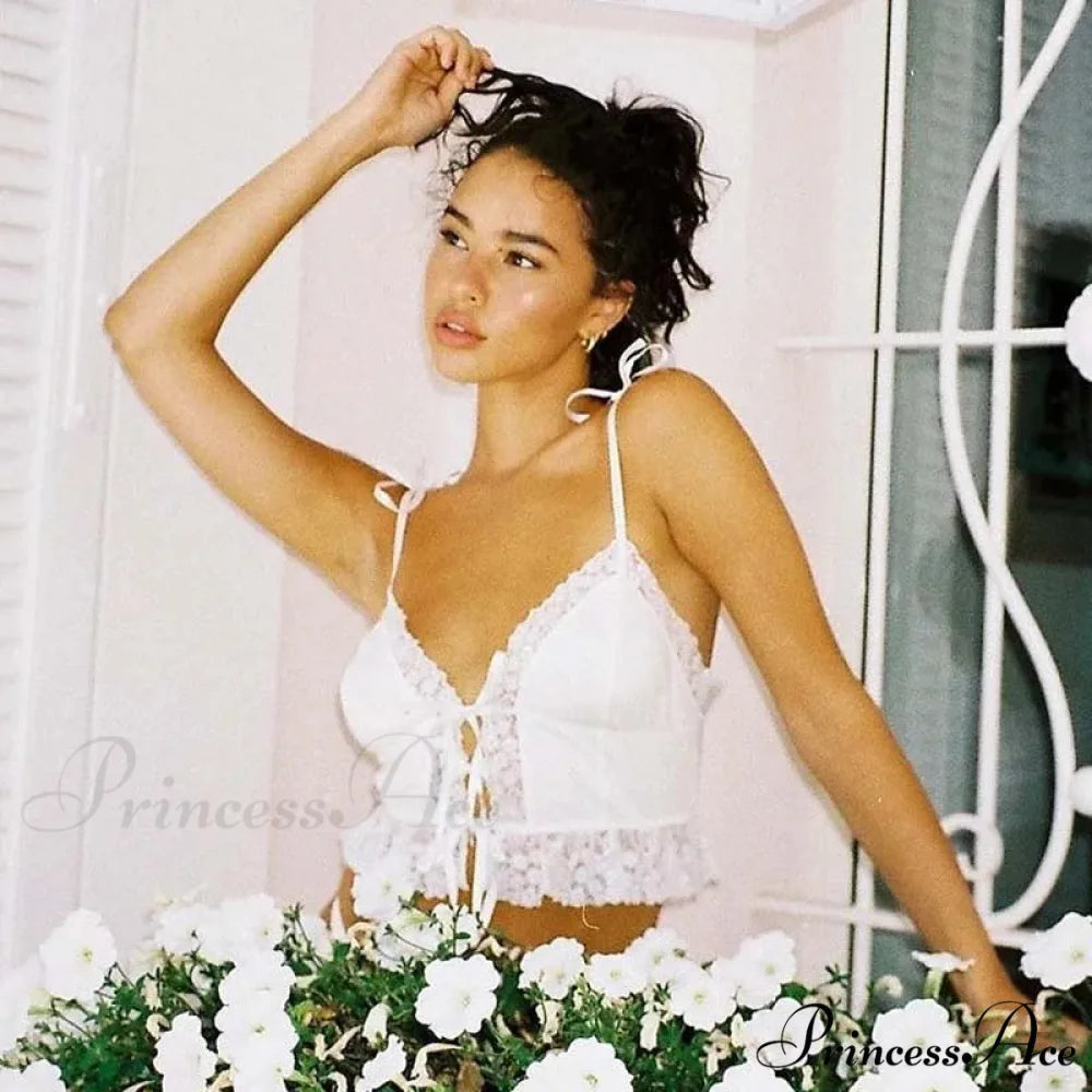 Seductive Deep Plunge Lace Ribbed White Crop Top croptop-250126