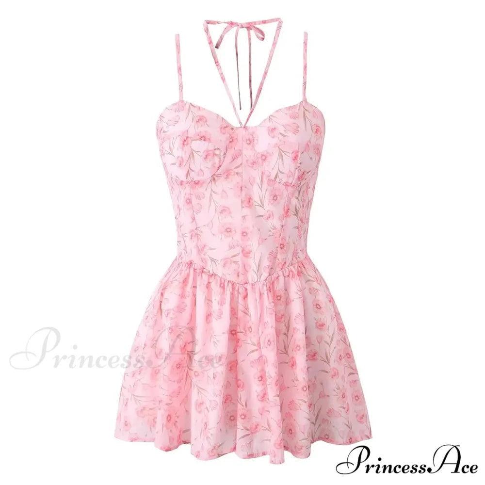 Seductive Halter Sling Floral Print Jumpsuit Floral Dress floraldress-250126