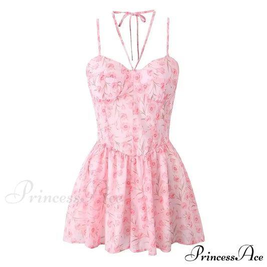 Seductive Halter Sling Floral Print Jumpsuit Floral Dress floraldress-250126