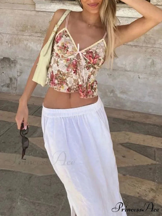 Seductive Lace Transparent Floral V Neck Crop Top croptop-250126