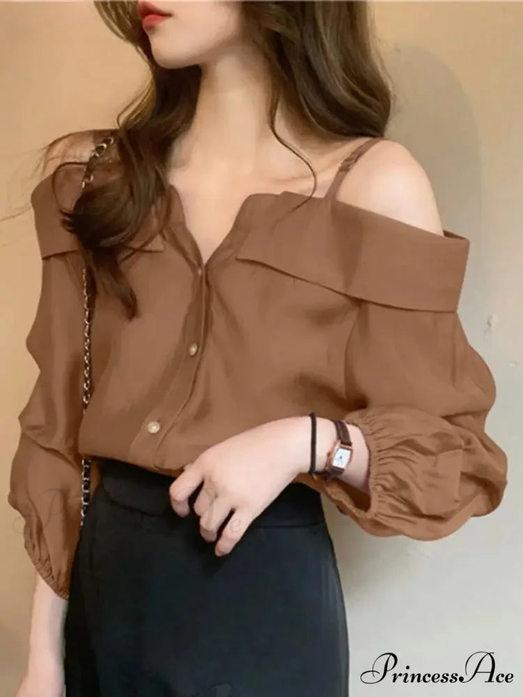 Seductive Off Shoulder Ruffled Monochrome Top blouse-250126