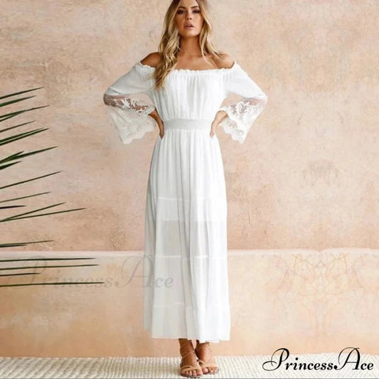 Seductive Off-The-Shoulder Lace Bohemian Dress bohodress-250126