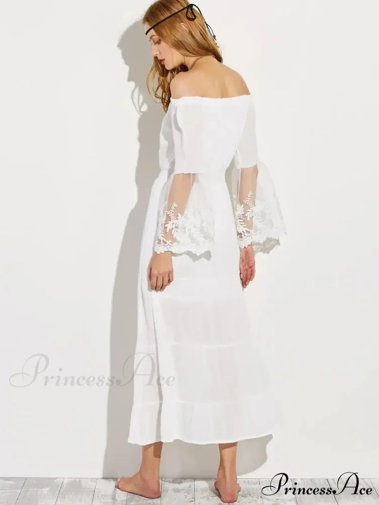 Seductive Off-The-Shoulder Lace Bohemian Dress bohodress-250126