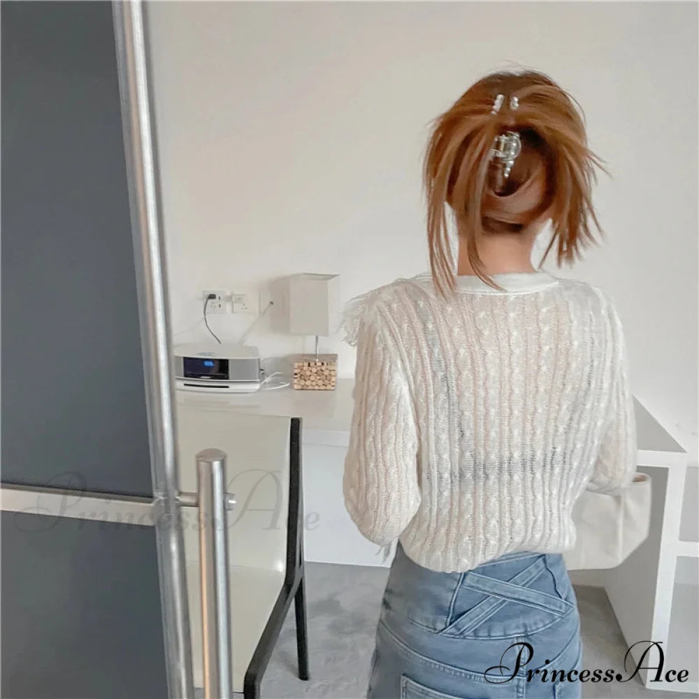 Seductive Stitched Blossom Knitted Top Celebration Blouse blouse-250126