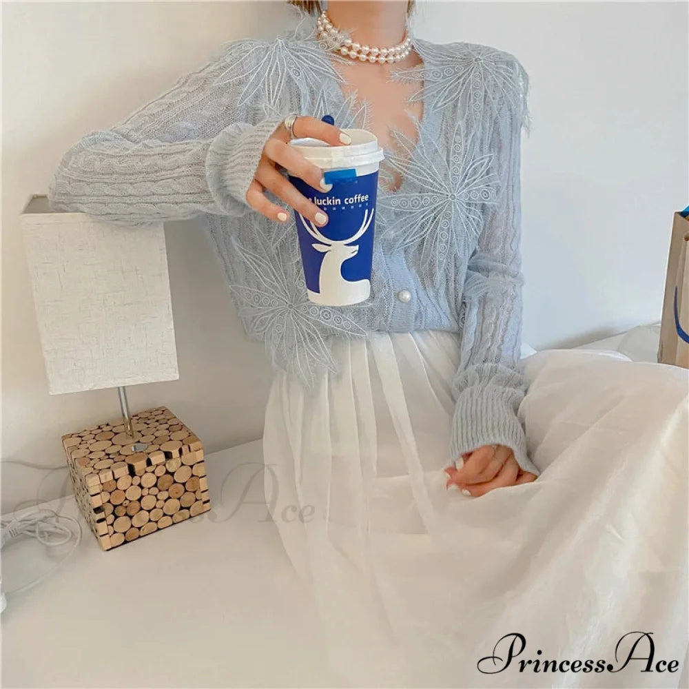 Seductive Stitched Blossom Knitted Top Celebration Blouse blouse-250126