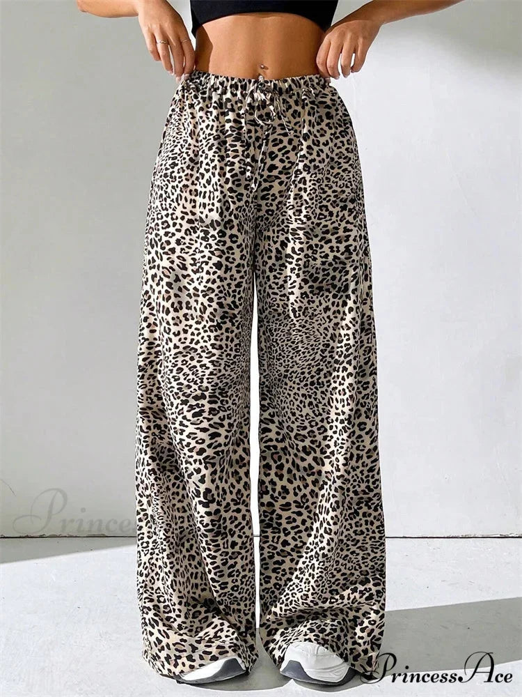 Seductive Striped Side Split Tie-Up Wide-Leg Sweatpant Dark Brown / S pant-250223