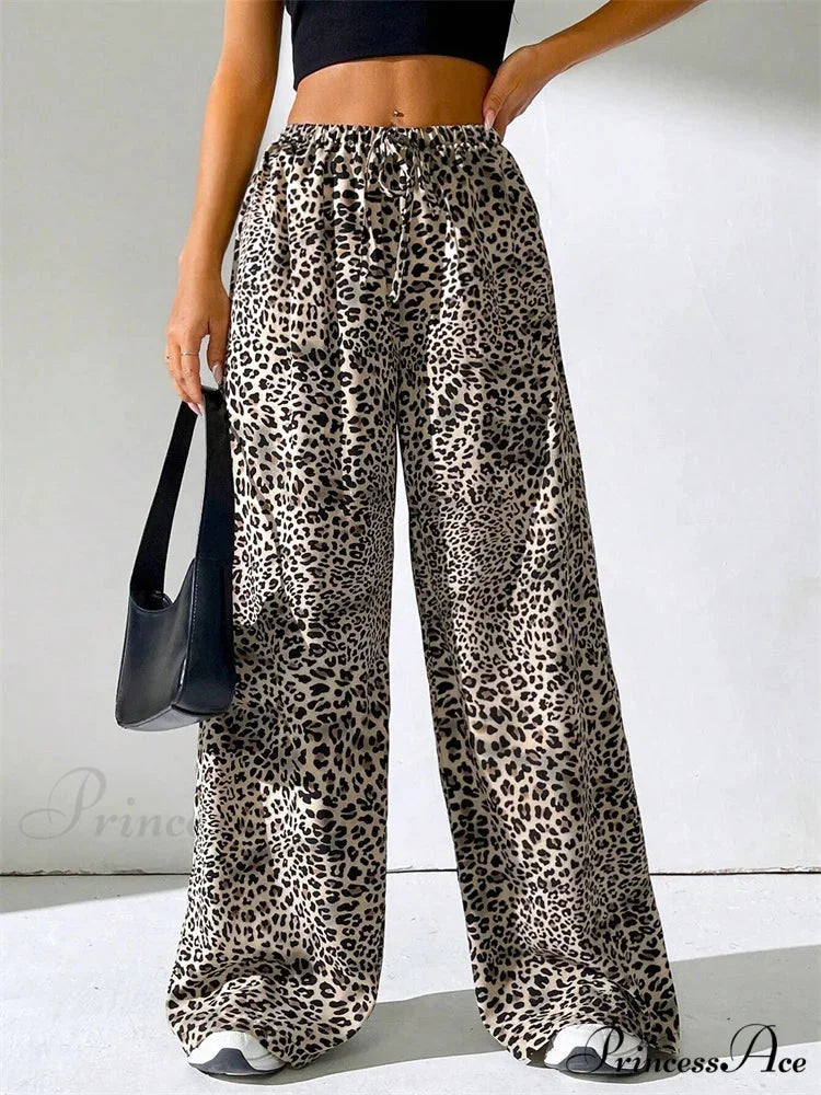Seductive Striped Side Split Tie-Up Wide-Leg Sweatpant pant-250223