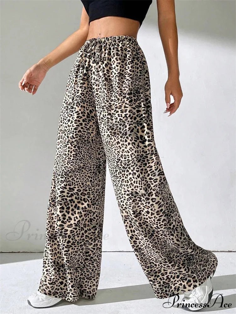 Seductive Striped Side Split Tie-Up Wide-Leg Sweatpant pant-250223