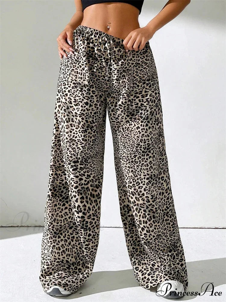 Seductive Striped Side Split Tie-Up Wide-Leg Sweatpant pant-250223